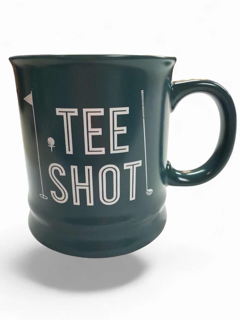 Dark Green & White Ceramic Dining Mug - Unbranded Golf “Tee Shot” 16 oz
